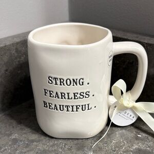 Rae Dunn Cream Mug - Strong Fearless Beautiful, Double Sided